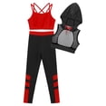 thumbnail image 3 of YONGHS Kids Girls Hip Hop Jazz Dance Outfits Athletic Gym Fitness Sportswear Gymnastics Suit Red 12, 3 of 7