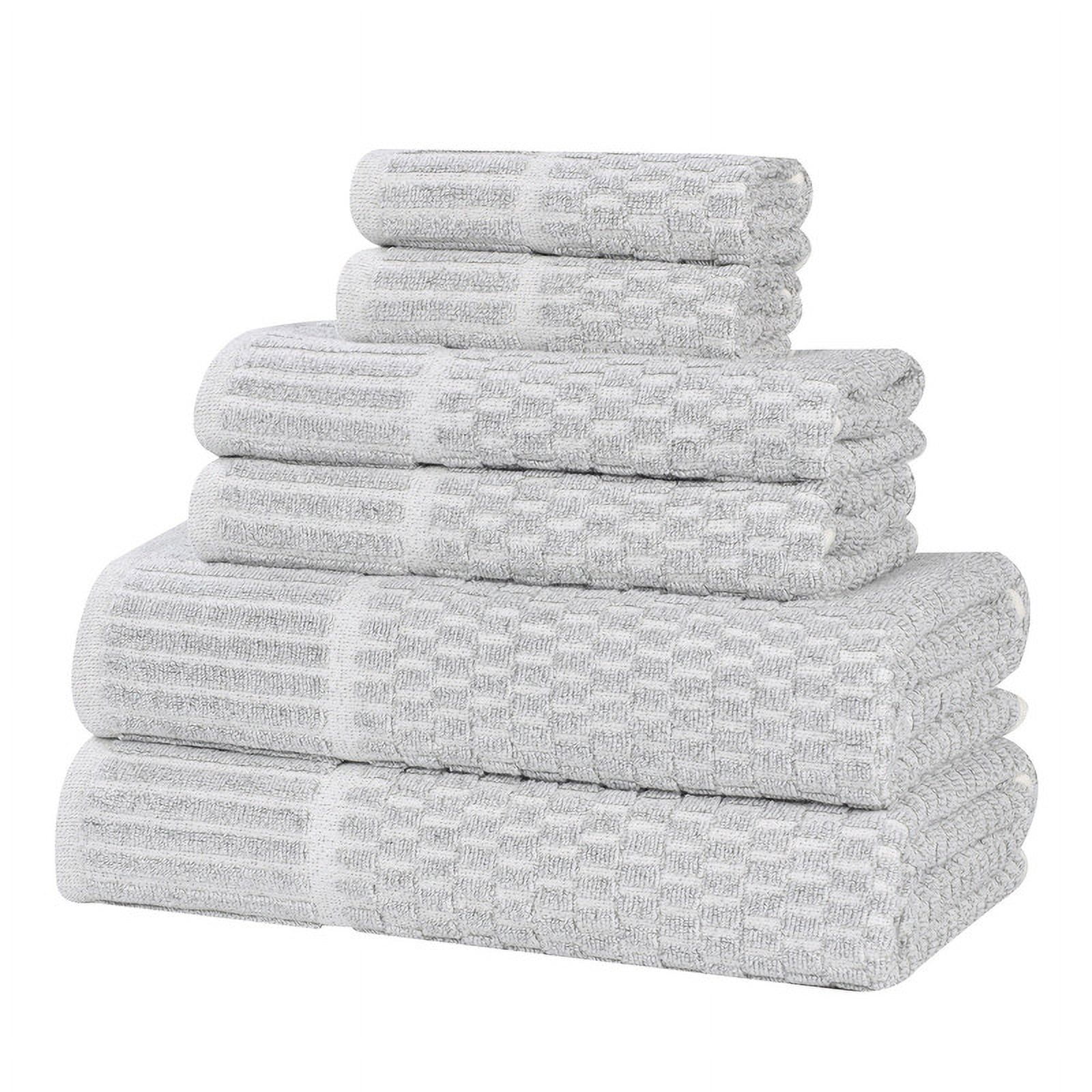Superior Juno Viscose Cotton Blend Medium Weight 6 Piece Towel Set, Platinum