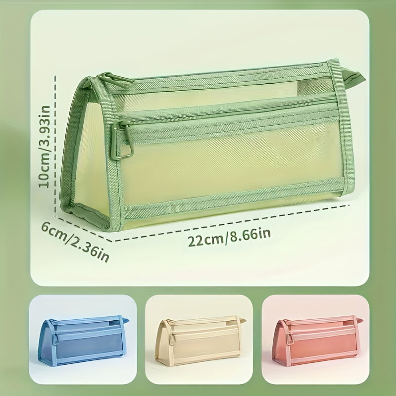 1Pcs/1Pcs Clear Double-layer Pencil Pouch Marker Pouch, Travel Makeup Bag, Cute Transparent Stationary Organizer Pen Bag for Adult Office College