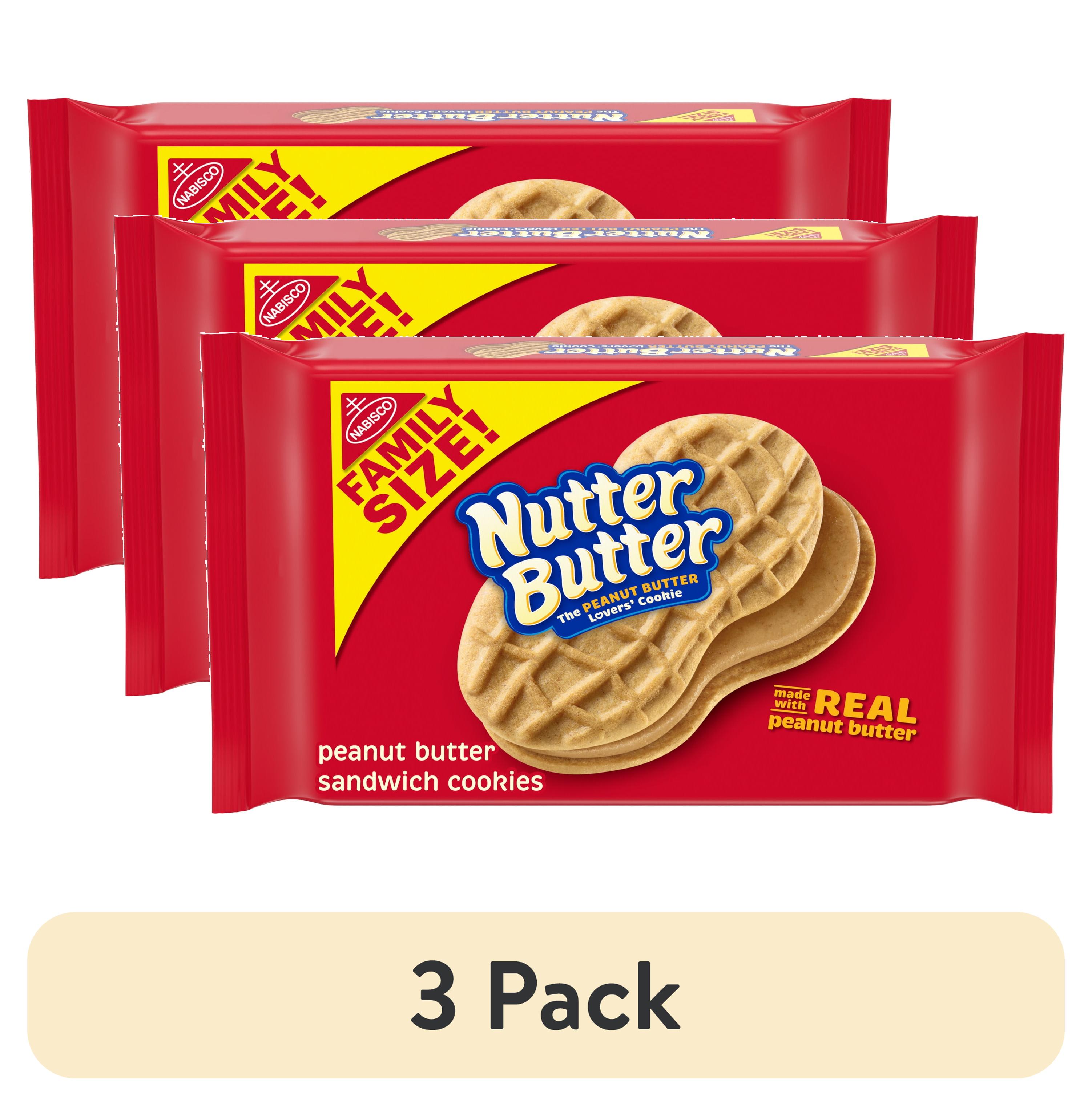 (3 pack) NUTTER BUTTER Peanut Butter Sandwich Cookies, Family Size, 16 oz