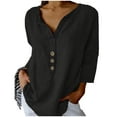 thumbnail image 1 of Xuyuer Womens Long Sleeve Button Down Casual And Fashionable Solid Color Shirt Blouse Loose Fit Casual V-Neck Tops, 1 of 4