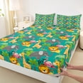 thumbnail image 3 of Homewish Cartoon Giraffe Lion Flamingo Twin Sheet Sets 3pcs for Kids Children,Kawaii Animal Elephant Twin Fitted Sheet Microfiber,Cute Woodland Wildlife Breathable Flat Sheet,Lightweight Room Decor, 3 of 7