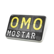 Porcelein Pin OMO Airport Code for Mostar Lapel Badge  NEONBLOND