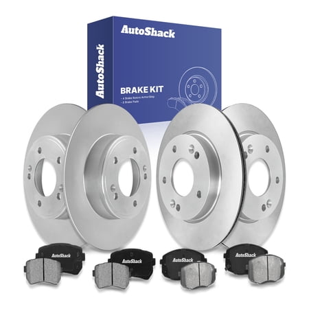 AutoShack Front & Rear Brake Rotors & Ceramic Pads for Hyundai & Kia, Kona 2018-2023 Seltos 2021-2022, FWD L4 1.6L 2.0L - Coated - ArmorStop