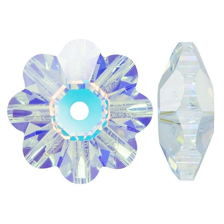 - Swarovski Crystal, #3700 Flower Margarita Beads 10mm, 6 Pieces, Crystal AB