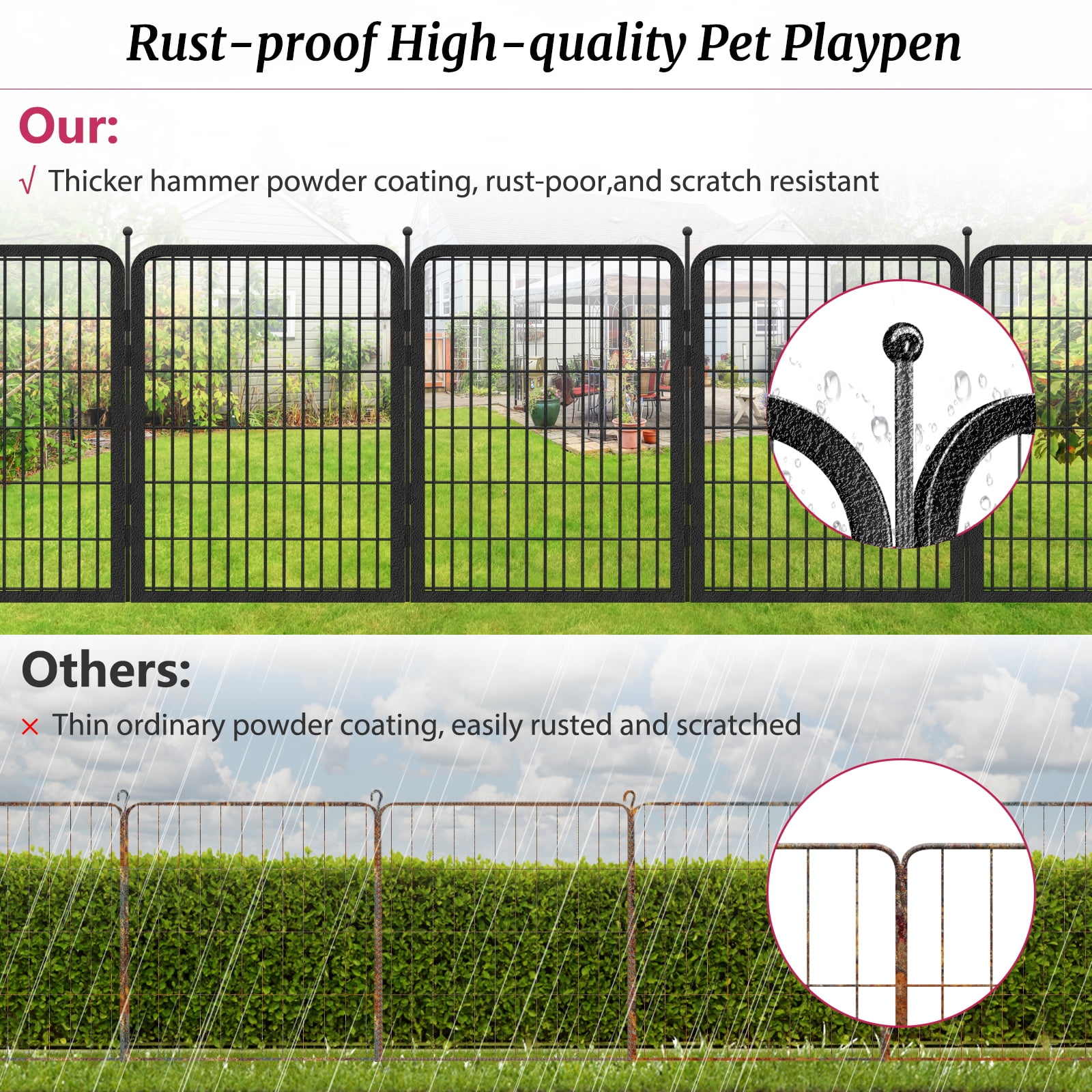 Jhsomdr Dog Playpen Outdoor 22 Panels 40" Height Heavy Duty Metal Dog Fence with Gate Pets Puppy Playpen Exercise Dog Pen for Small/Medium/Large Dogs