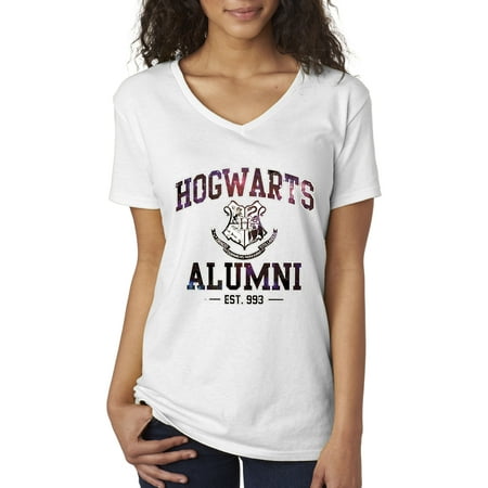 New Way 214 - Women's V-Neck T-Shirt Hogwarts Alumni Galaxy Harry