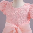 thumbnail image 5 of Zpanxa Toddler Girls Princess Dress, Little Girls Party Wedding Formal Dress, Bow Tie Lace Flowers Mesh Dress, Kids Pageant Flower Girl Short Sleeve Dress, Birthday Gifts for Girls Pink (9-10 Years), 5 of 8