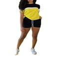 thumbnail image 1 of Short Sleeve Tops and Shorts Set in Contrast Color for Women‘s Workout, 1 of 9