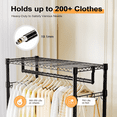 thumbnail image 3 of M MZG 3 Tier Metal Garment Rack,15.7" D x 29.5" W x 74.5" H,Rolling Clothings Rack with 2 Rods, Heavy Duty Black Wire Shelf, 3 of 8