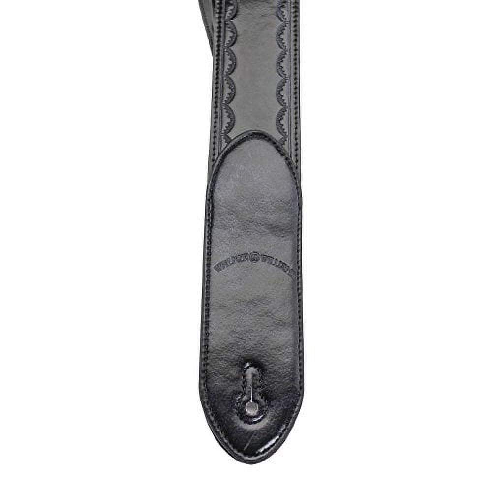 Walker & Williams GB-111 Black Tooled Edge Padded Strap with Buckle Adjustment