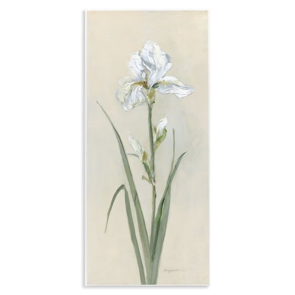 Stupell Industries White Iris on Beige Plants & Flowers Painting Unframed Art Print Wall Art, 7 x 17