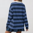 thumbnail image 4 of YDFCWXW Women's Oversized Striped Polo Sweatshirt Long Sleeve Pullover Tops Loose Fit Shirt Fall Outfits (Blue, S), 4 of 7