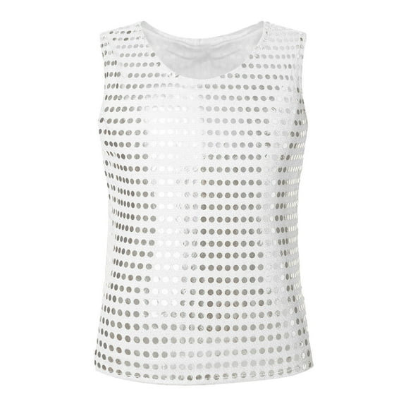 HXWCHs toddler Girls Casual Sequin Glitter Sleeveless Vest top for Party Carnival - Girls tops Tees & Shirts 6-7 Years Silver