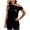 #090-Black, variant on Women's Loose Fit Solid Color Satin Off Shoulder Blouse - Asymmetrical Hem Short Sleeve Elegant Top Gifts
