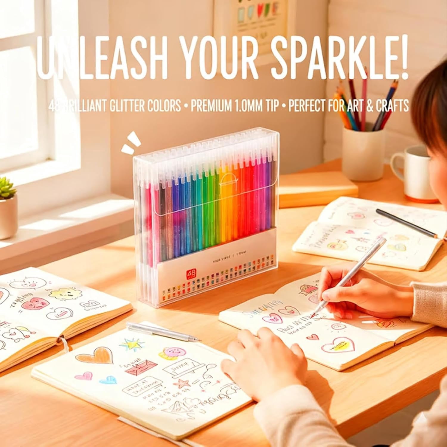 Glitter Gel Pen Set - 18 Shimmering Colors with Smooth Ink for Black Paper, Adult Coloring & Journaling(1Set, B)