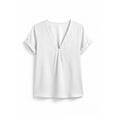 thumbnail image 4 of Cilsoka Cotton Linen Tops for Women 2026 Roll Up Short Sleeve V Neck Lightweight Breathable Shirt Summer Casual Loose Fit Blouse, 4 of 6