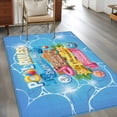 thumbnail image 3 of Pool Rules Washable Area Rugs 4'x6', Swim Ring Ball Slippers Floral Blue Swimming Pool Low Pile Throw Living Room Rug Non-Slip Sturdy Edge Binding Carpet for Indoor Entryway Bedside Kitchen, 3 of 9