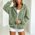 thumbnail image 4 of Ghalytn Women's Sherpa Fleece Zip Up Hoodie Jacket, Oversized Long Sleeve Hooded Coat with Pockets, 4 of 7