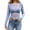 Light Blue, variant on Women's Sheer Mesh Long Sleeve See Through Crop Top, Sexy Sparkle Layering Tee with Mock Neck, Going Out Night Club Blouse for Summer Black L