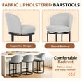 thumbnail image 6 of ClinQ Swivel Counter Height Bar Stools Set of 2, Fabric Upholstered Barrel Bar Chairs with Auto Return, Curved Back and Black Metal Frame, Gray, 6 of 7