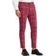thumbnail image 4 of INSPIRE CHIC Men's Dress Plaid Slim Fit Flat Front Business Checked Trousers 40 Burgundy, 4 of 7