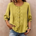 thumbnail image 2 of Holzkary Linen Shirts for Women Mexican Shirts Peasant Tops Soft Comfy Blouse Cotton Linen Tops Retro Embroidered Boho Tops Going Out Tops Crew Neck Blouses Loose Fit Blouses Work Tees, 2 of 7