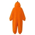 thumbnail image 4 of WAYUTE Girls Halloween Pumpkin Hooded Jumpsuits Flannel Long Sleeve Soft Cozy Romper With Pockets for Kids Child Festival Party Loungewear,Orange,Size 4 Y-5 Y, 4 of 5