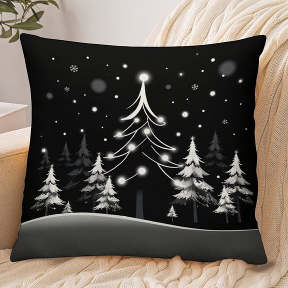 RKSupls 18x18 Inch Envelope Throw Pillow Cover, Christmas Tree Lights Night Soft Polyester Modern Farmhouse Decorative Cushion Case for Home Bedroom Living Room