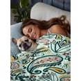 thumbnail image 3 of Boho Sage Green Floral Queen Size Flat Sheet, Wrinkleproof & Fadeproof Cooling Flat Bed Sheet Only, Farmhouse Botanical Vintage Paisley Flower Breathable Soft Bedding Top Sheets 90 x 102 Inches, 3 of 8