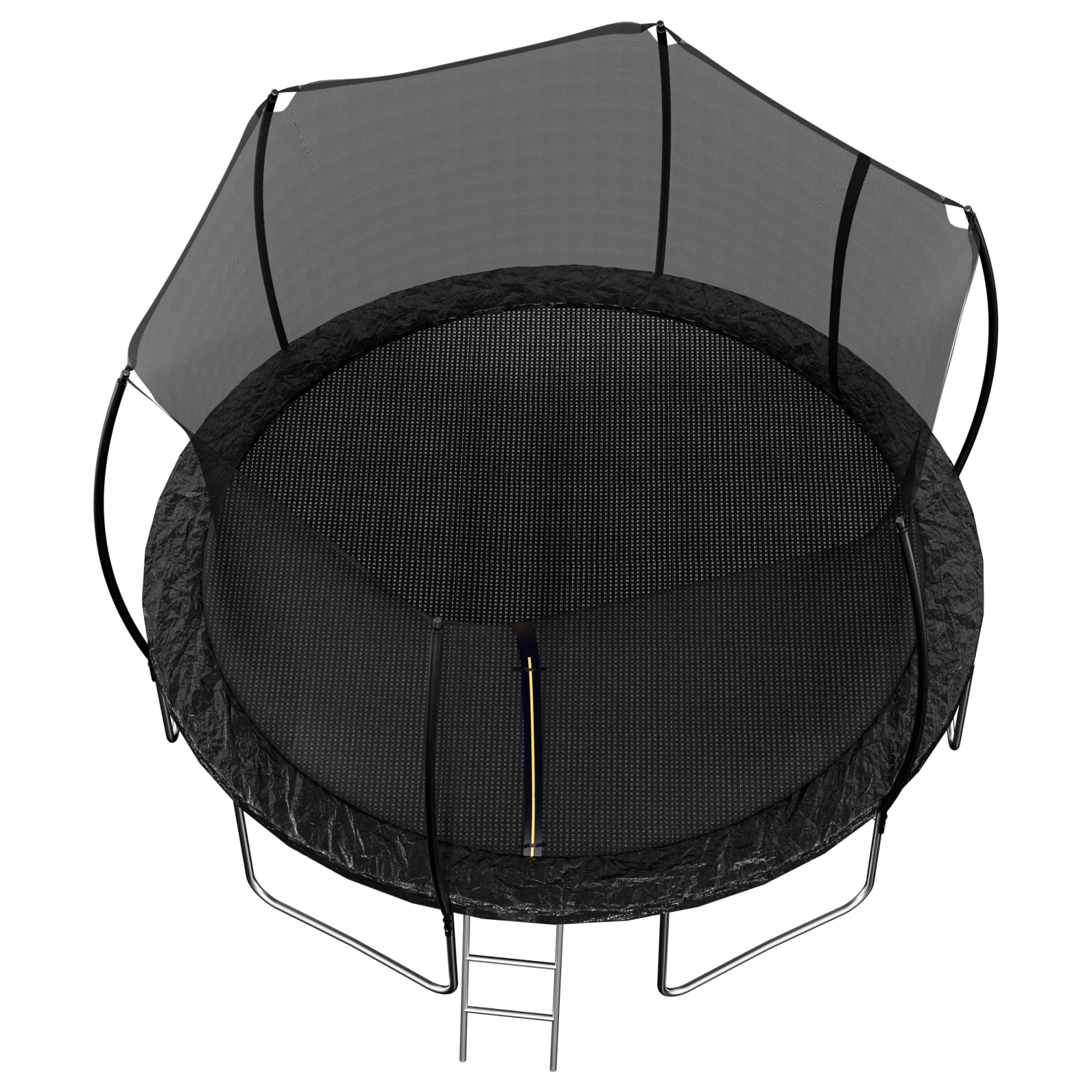 Leumius 12FT Trampoline for Kids and Adults,Outdoor Trampolines with Safety Enclosure Net,Curved Fence Pole,Round Recreational Trampoline with Ladder,Black