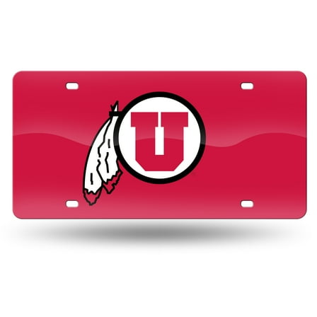 Utah NCAA Utes Red Mirror Look Acrylic License Plate Laser Tag