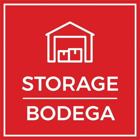 Signs ByLITA Square Storage Door or Wall Sign | Spanish Bilingual Business And Office Signs (Red) - Large