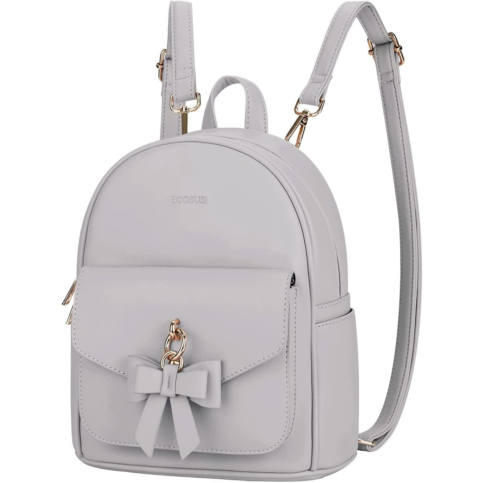 Ffiy Mini Backpack For Women Cute Bowknot Small Backpack Purse Girls Leather Bookbag Ladies Satchel Bags with Charm Tassel Gray 13.78 X 10.79 X 4.09 I