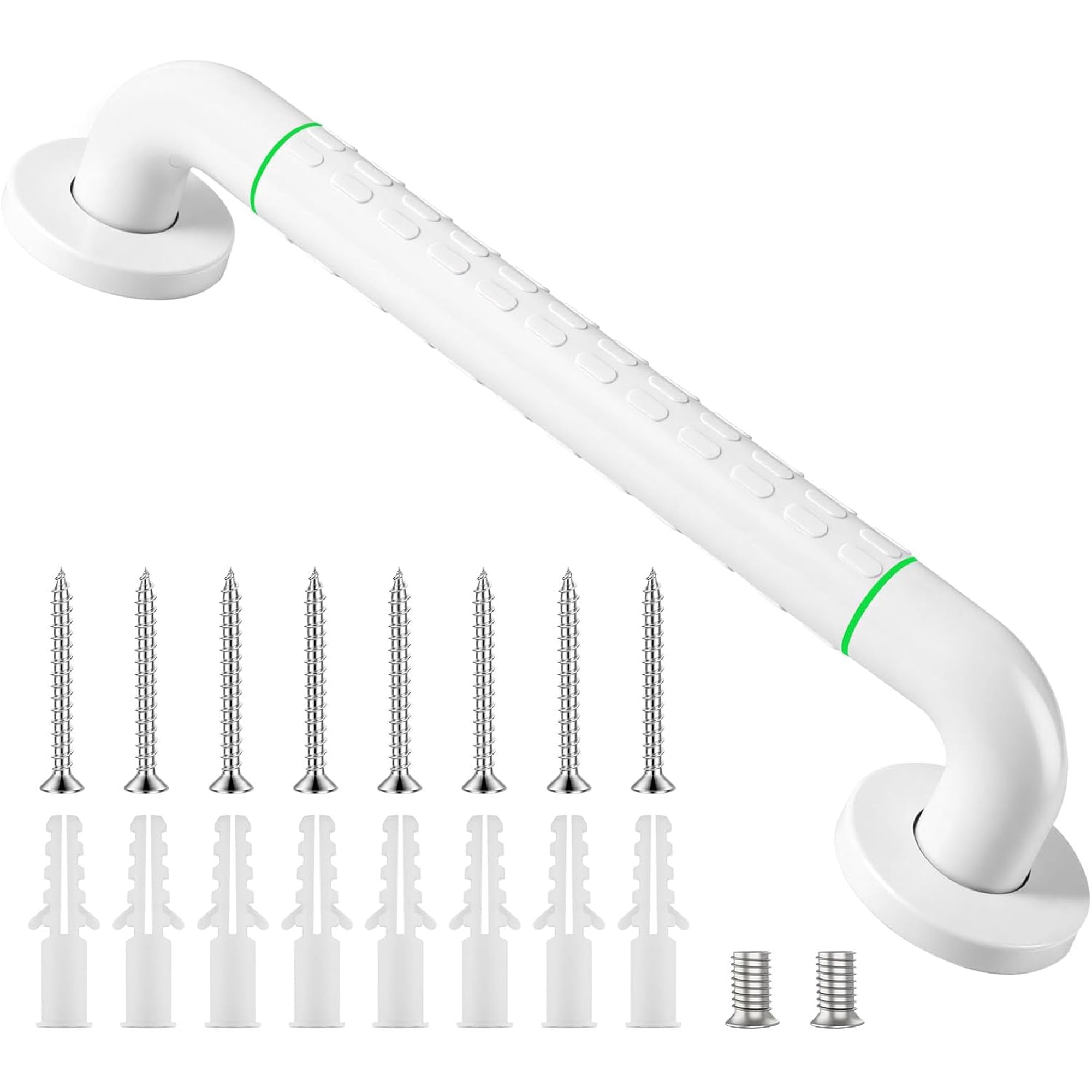 Grab Bars for Bathtubs and Showers, 16 Inch Anti Slip Bathroom Safety Shower Handles for Seniors Handicap Elderly Assistance, Hand Rails for Toilet Walls Bath Tub, 1" Stainless Steel Handrail（White）