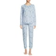 thumbnail image 2 of Muk Luks Women's and Women's Plus Long Sleeve Top and Pants Eye Mask, 2-Piece Pajama Set, 2 of 5