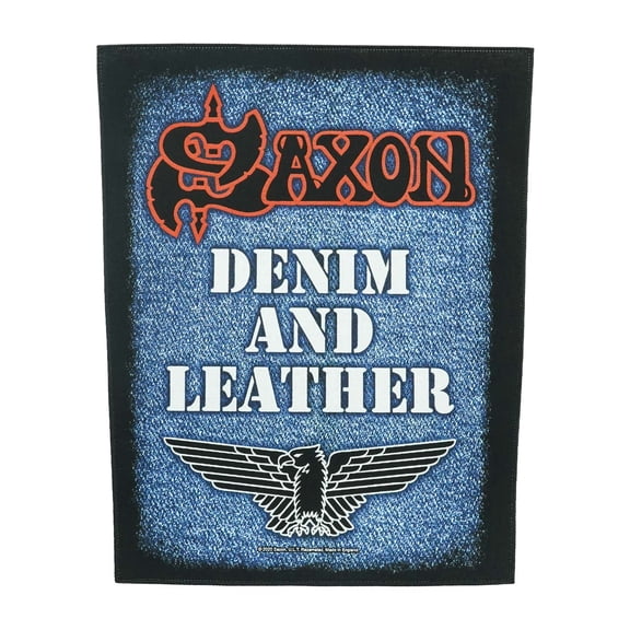 Saxon Men's Denim & Leather Back Patch Blue