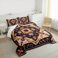 thumbnail image 2 of Manfei Retro Rustic Floral King Size Comforter Sets,Vintage Flower Leaves Bedding Comforter Set,Brown Purple Bedding Set For Adults,Breathable Home Decor,3-Piece, 2 of 7