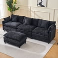 thumbnail image 6 of Newest 108" L-Shaped Chenille Sectional Sofa, Black 3-Seat Modular Cloud Couch with Ottoman & Pillows for Living Room, 6 of 10