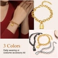 thumbnail image 5 of FindChic 14K Gold Plated Lock Bracelets for Women Stainless Steel Interlocking Curb Chain Friendship Bracelets Birthday Mothers Day Jewelry Gifts Her Mom Wife Lady Adults Age Ideas, 7'', 5 of 9