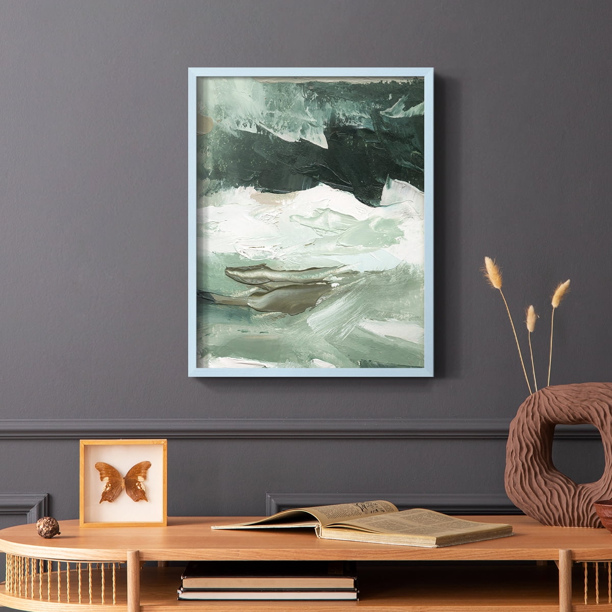 Crashing I Framed Print in Blue Solid Wood Framed Print No Nail Hanging