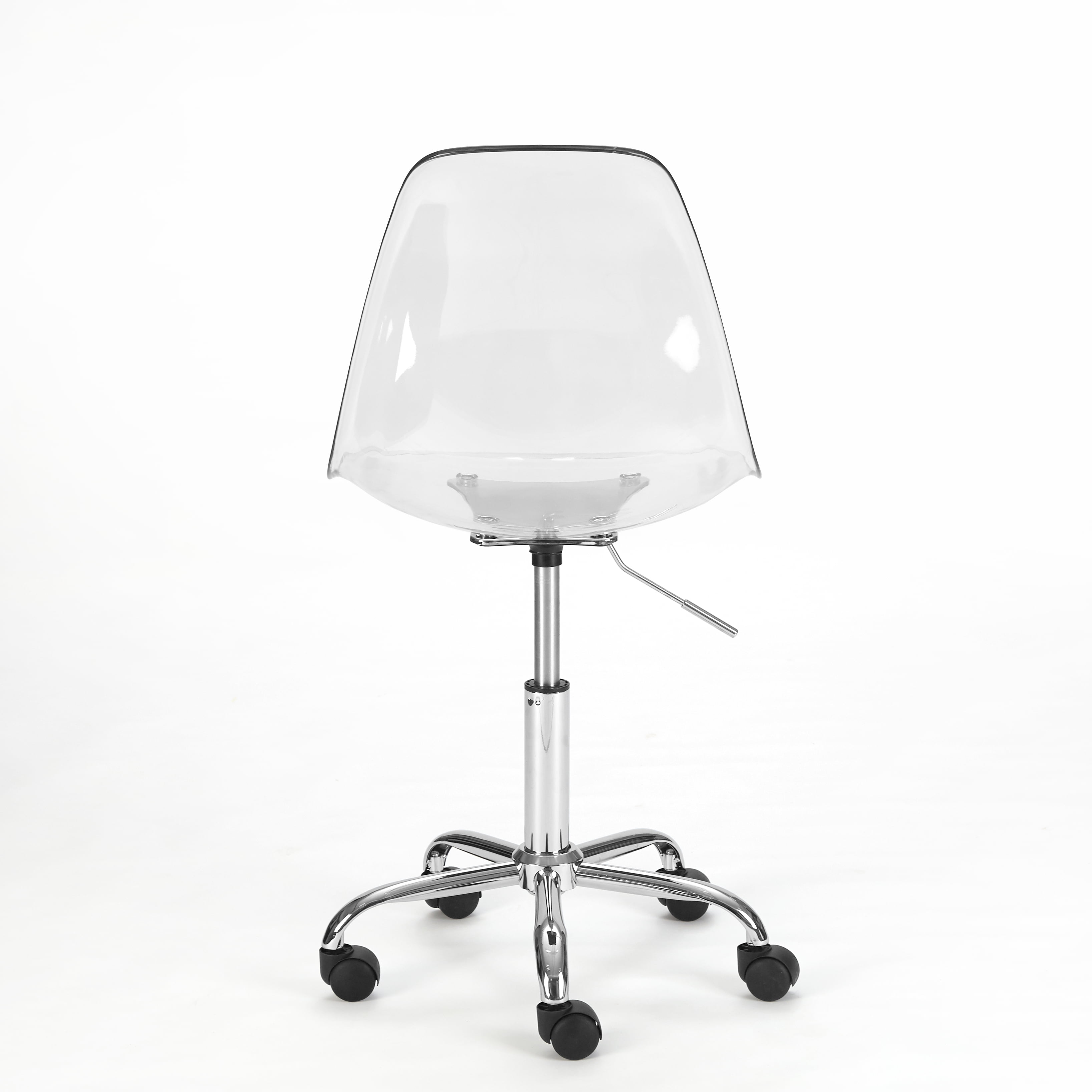 clear acrylic office chair with wheels