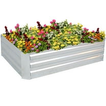 Sunnydaze 47.5" x 35.5" x 11.75" Rectangular Silver Galvanized Steel Raised Garden Bed