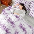 thumbnail image 4 of Homewish Purple Marble 7pcs Bedding Comforter Set For Kids Teens Adults,Abstract Gradient Queen Bedding Sets Super Cozy,Marbling Watercolor Queen Sheet Sets,Microfiber Bedroom Decor,Reversible, 4 of 8