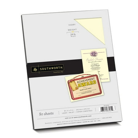 Southworth Business Paper, 8.5"x11", Ivory, 24 lb/89 Gsm, 80 Sheets