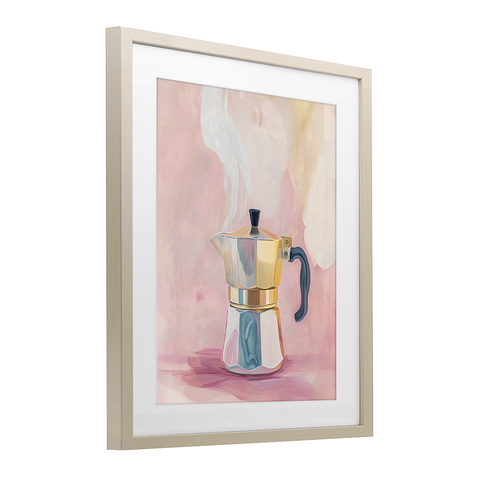 Stupell Industries Vintage Coffee Maker on Pink Birch Framed Print Under Glass, design by The Prints Vibe