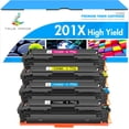 thumbnail image 1 of TRUE IMAGE 201X M277dw Cartucho de tóner de alto rendimiento compatible con HP 201X 201A M252dw CF400X Color Laserjet Pro MFP M277dw M277c6 CF401X CF402X CF403X Impresora Negro/Cian/Amarillo/Magenta, 1 of 8