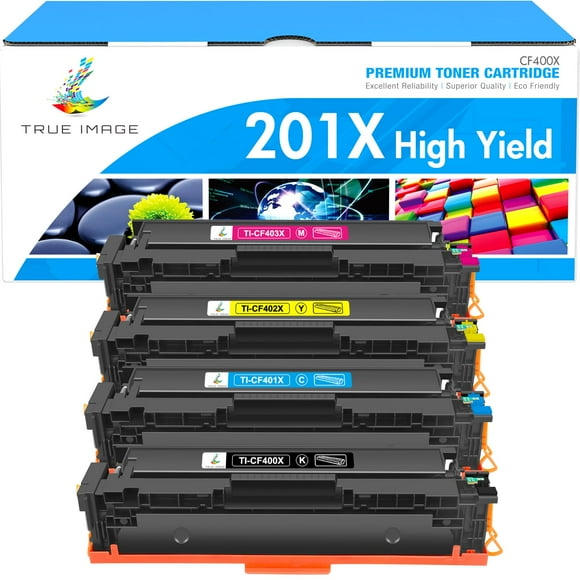 TRUE IMAGE 201X M277dw Cartucho de tóner de alto rendimiento compatible con HP 201X 201A M252dw CF400X Color Laserjet Pro MFP M277dw M277c6 CF401X CF402X CF403X Impresora Negro/Cian/Amarillo/Magenta
