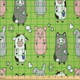 thumbnail image 2 of Ambesonne Farm Fabric by the Yard Microfiber, Cartoon Rabbit Pig Cow Hearts, 2 Yards, Apple Green and Pale Salmon, 2 of 2