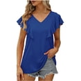 thumbnail image 1 of Chbgutlmr Work Tops for Women Ruffle Short Sleeve V Neck Tunic Tops Tees Slim Comfy Casual Shirts Summer, 1 of 5